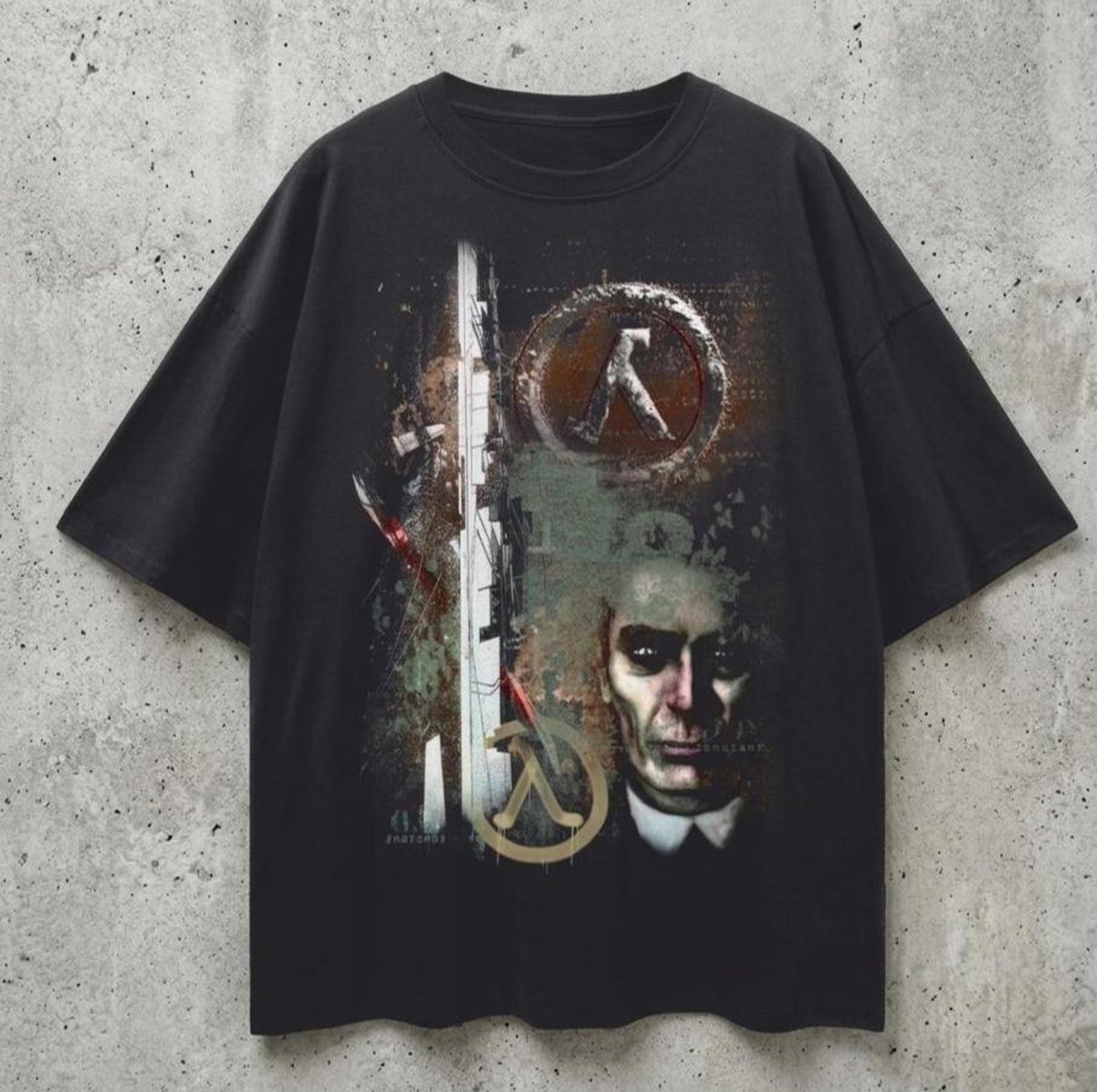 Half-Life Shirt, Retro Gaming 100% Cotton Loose Drop Shoulder T-Shirt S