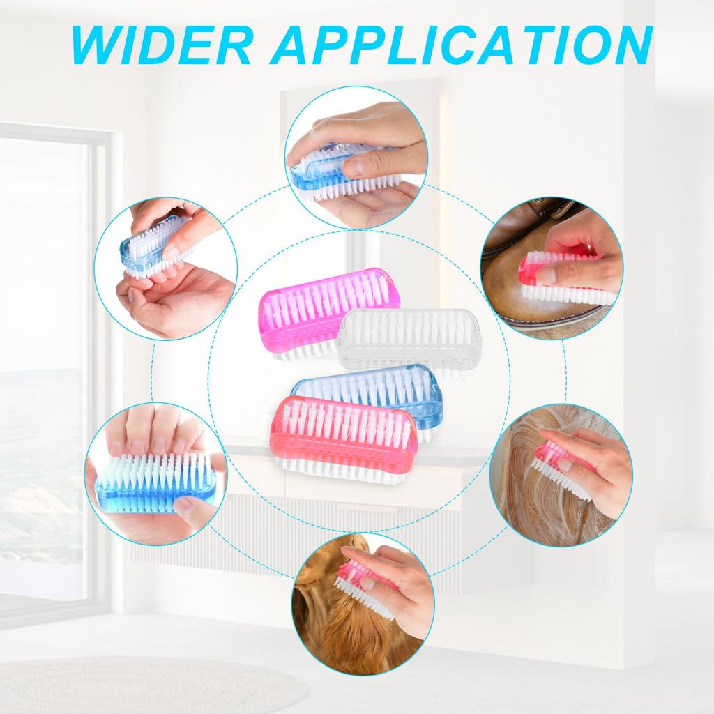 4pk Double-Sided Nail Brushes - Hand & Nail Cleaning Scrubbers (4 Colors)