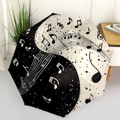 Tai Chi Music Notes Utomatic Folding Umbrella: Compact 8-rib Design For Outdoor Travel Daily Compact Umbrella Festive Gift