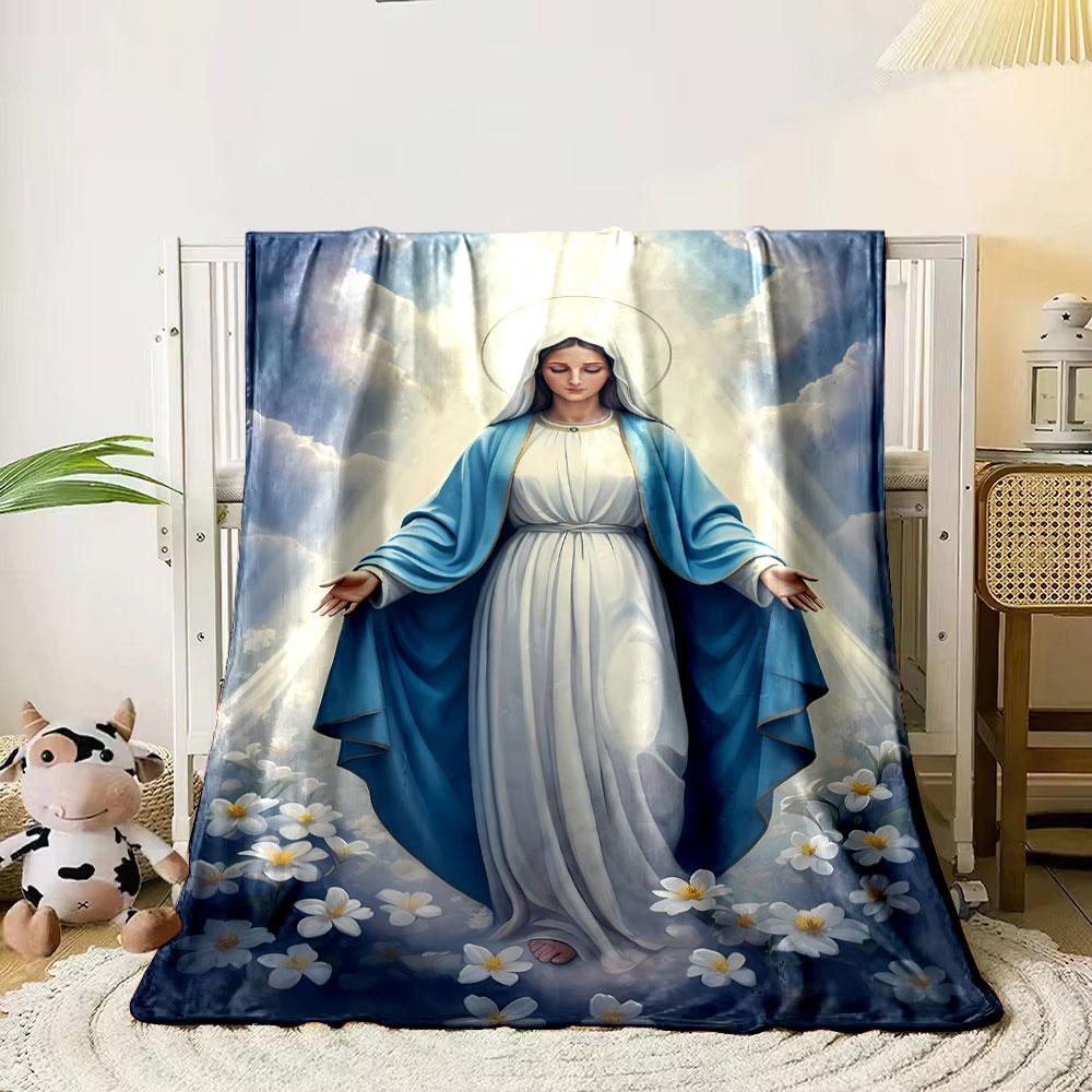 Unsere Liebe Frau von der Gnade Blumenkranz Weiche Kuscheldecke Bedruckte Decke für Wohnzimmer Bett Sofa Mittagspause Weiche Gemütliche Decke für Freund's Festival Geschenk