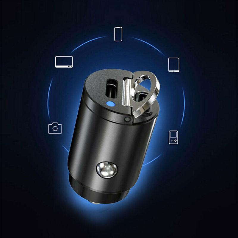 Mini Încărcător Auto Dual USB Tip C PD Adaptor Încărcare Rapidă Accesorii Ornamente 30W