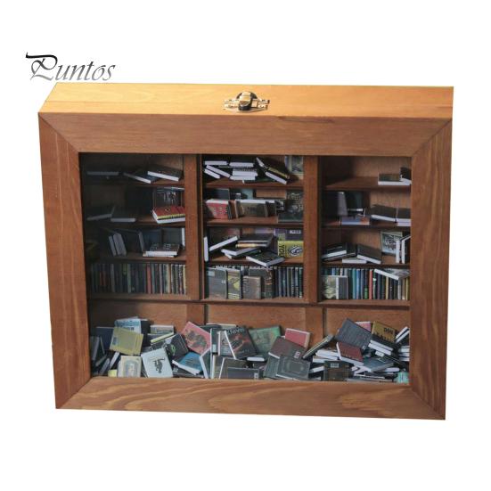 

Мини-книжная полка для снятия беспокойства, реалистичная миниатюрная книжная полка, украшение с 300 мини-книгами, деревянная имитация мини-книжной полки для любителей книг, домашний офис эбеновый