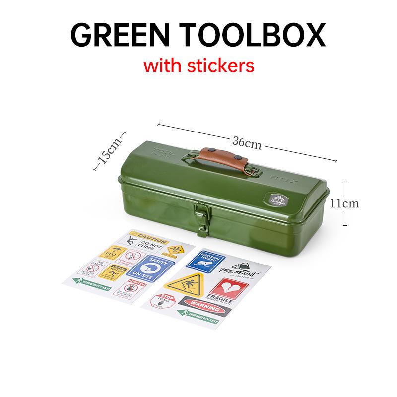 Outdoor Toolbox Portable Small Steel Toolbox Roof Style Double Lock Protection Iron Box Multi-functional Heavy Duty Toolbox