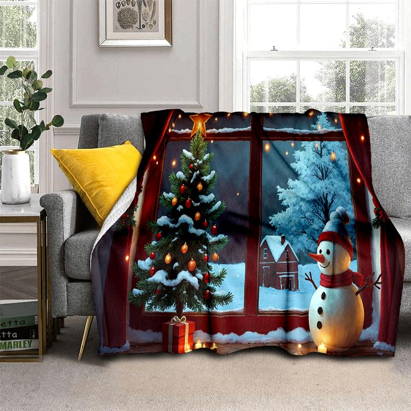 Cartoon Merry Christmas Santa Claus Christmas Tree Festival Gift Blanket,Soft Throw Blanket for Home Bedroom Bed Sofa Cover Kid