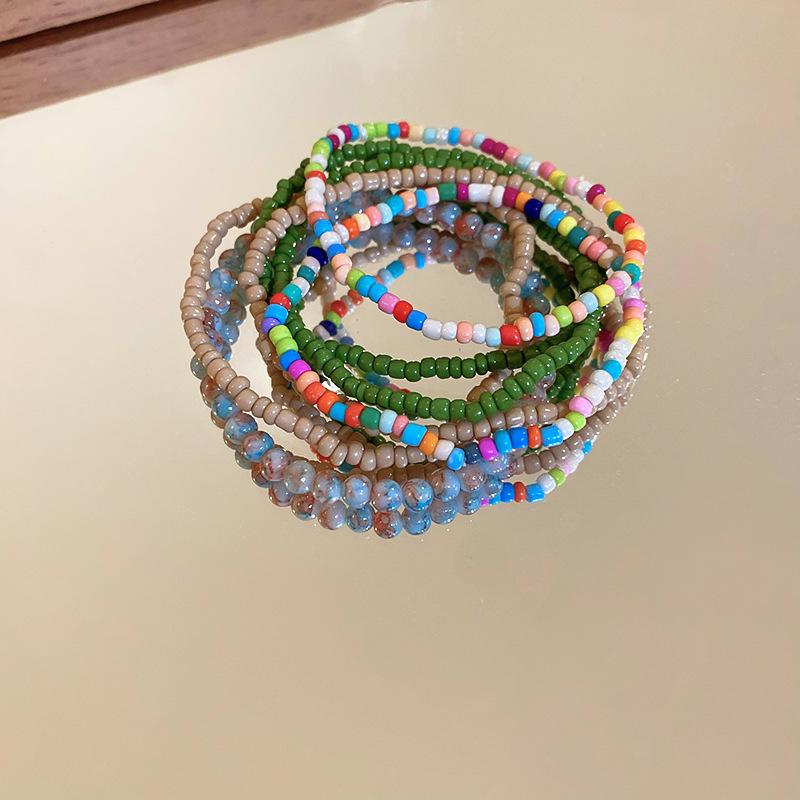Bohemian Style Stacked Rice Bead Bracelet Seven-piece Set High-end Dopamine Bracelet Niche Fresh Jewelry Wholesale