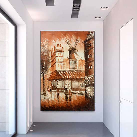 Nordic Vintage Oil Painting Eiffel Tower Black and White Landscape Painting Canvas Print Wall Art Picture for Living Room Decor