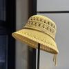 Summer hollow breathable fisherman's hat children show their faces small casual plain top hat curled edge shading sun protection