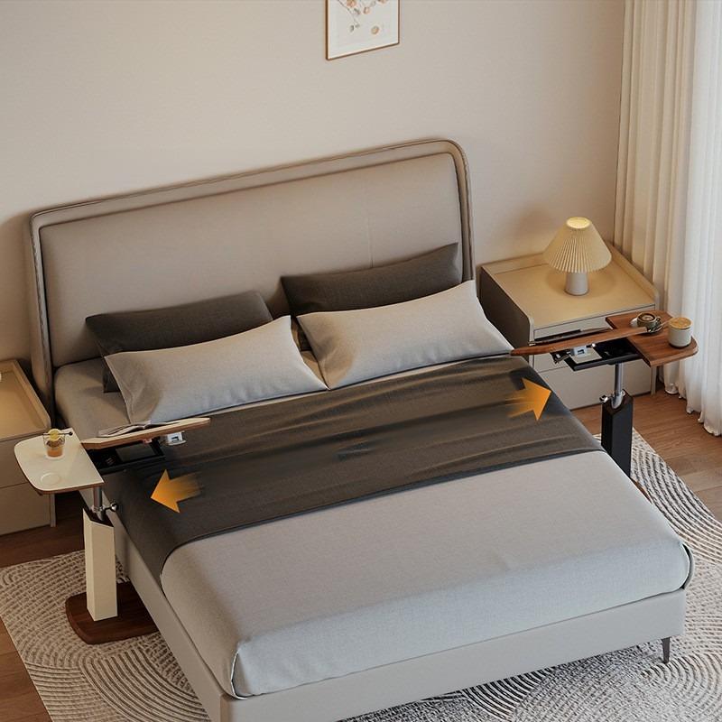 Lift Top Coffee Table with Storage, Nordic Style Rolling End Table for Living Room Bedroom, Adjustable Height Mobile Side Table