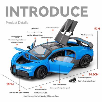 1/24 Scale Bugatti Chiron Alloy Die-cast Car Model Simulation Children's Toy Sports Car Collection Ornaments Boy Gift