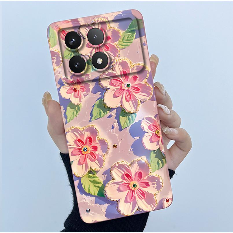 For Xiaomi Poco X6 Pro 5G Case Poco X6Pro Back Cover Fashion Simplicity Floral Soft Liquid Silicone Shell For PocoX6 Pro Fundas