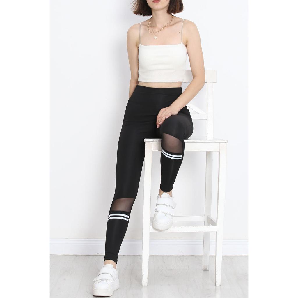 Tulle Tights With Leg Stripes Black