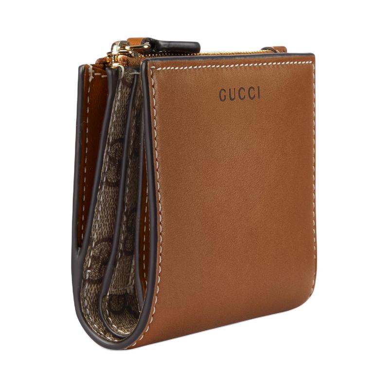 Gucci GG Emblem Logo Embossed Details Leather Wallet Medium Women's Brown