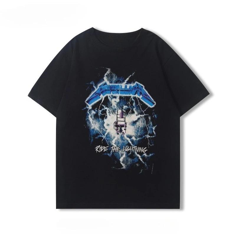 2026 Metallica Ride The Lightning Tričko Pánské a Dámské Krátký Rukáv Vintage Topy Luxusní Značka Tričko Y2k Košile Streetwear
