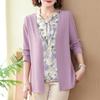 Medium Mother Fashion Shirt Middle-aged and Elderly Fake Two Thin Knitted Sweater Women's Top Early Autumn New