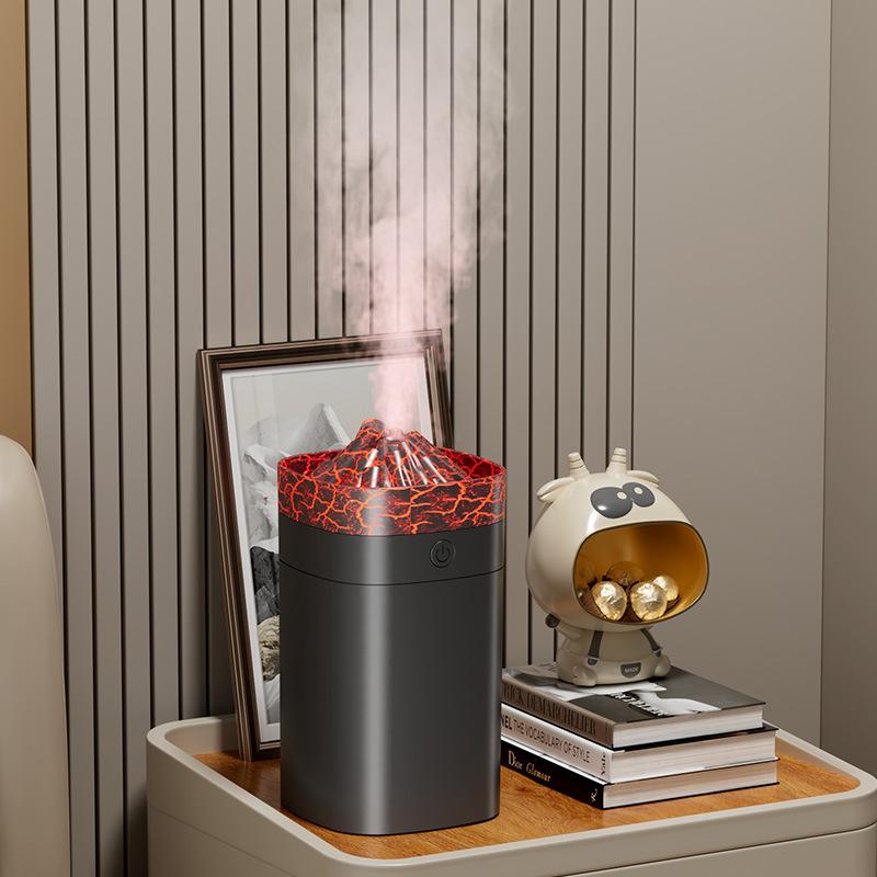 Neuer tragbarer Vulkan-Riss-Luftbefeuchter 400ml USB Heim-Desktop mit LED-Nachtlicht USB-Kabel Stromversorgung Diffusor