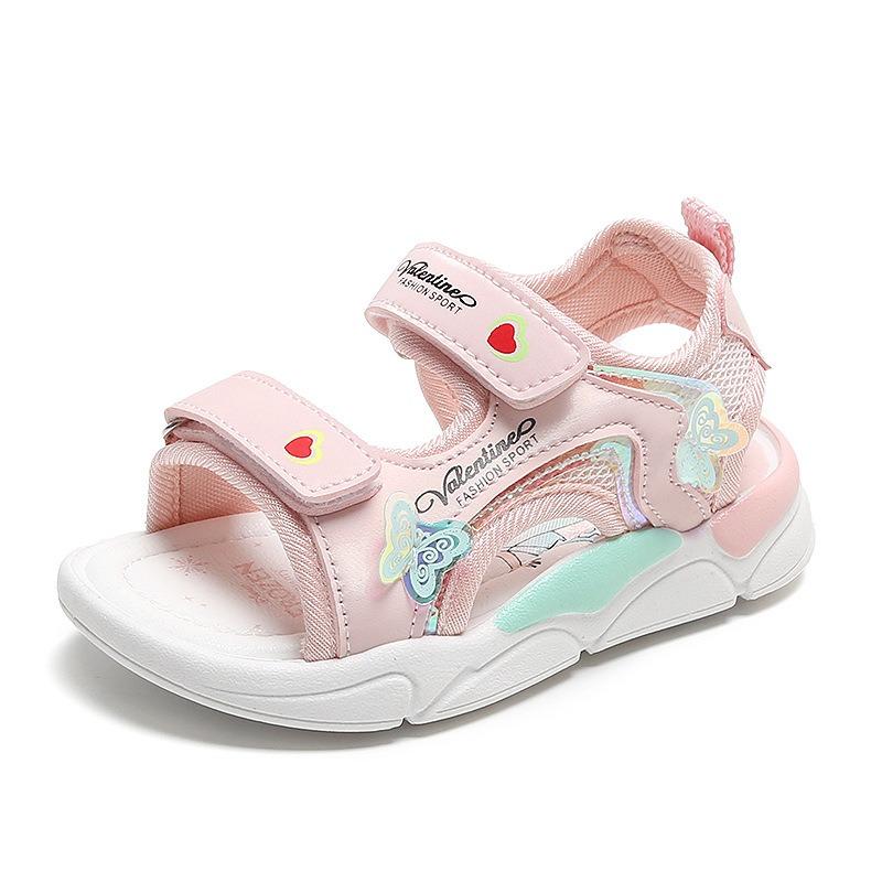 Little Girls' Open-Toe Sandals - New Summer Collection, Children's Beach Shoes, Cartoon Princess Shoes for Toddlers, Soft-Soled Baby Sandals