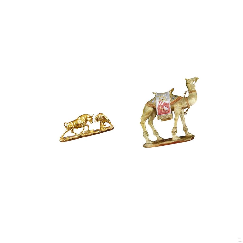 Modern Feng Shui Animal Sculpture Cow Cattle Camel Figurine Resin Statue for Desk Entrance Shelf