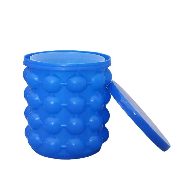 Silicone Ice Cube Maker Ice Cube Mold Tray with Lid Portable Bucket Wine Ice Cooler Beer Cabinet Kitchen Party Beverage Whiskey