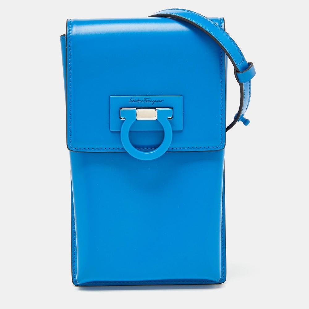 

Кожаная сумка через плечо Salvatore Ferragamo Trifolio синяя