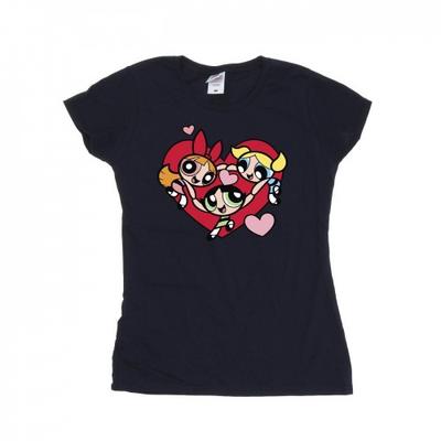 Powerpuff Girls Damen/Damen Händchen haltend Herz Baumwoll-T-Shirt