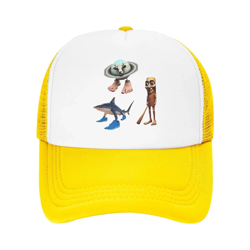 Italienische Brainrot Charakterkombinationen 1 Tung Tung Hai Sommer Netz Baseballkappen Damen Herren Strandfischerhut Trucker Cap
