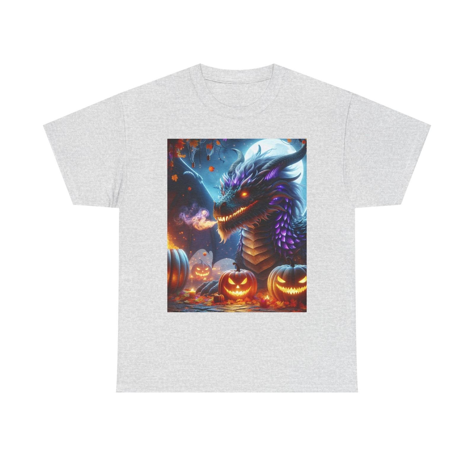 Halloween Dragon Art Unisex Heavy Cotton Tee, Cute Halloween Tee, Dragon S разноцветный