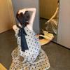 Romantic Summer Polka Dot Neck Sleeveless Dress Women's Summer New Thin Holiday Temperament Medium and Long Dress