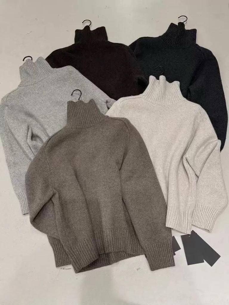 Elegant Korean Gray Turtleneck Knit Sweater for Women - 2024 Autumn/Winter Collection