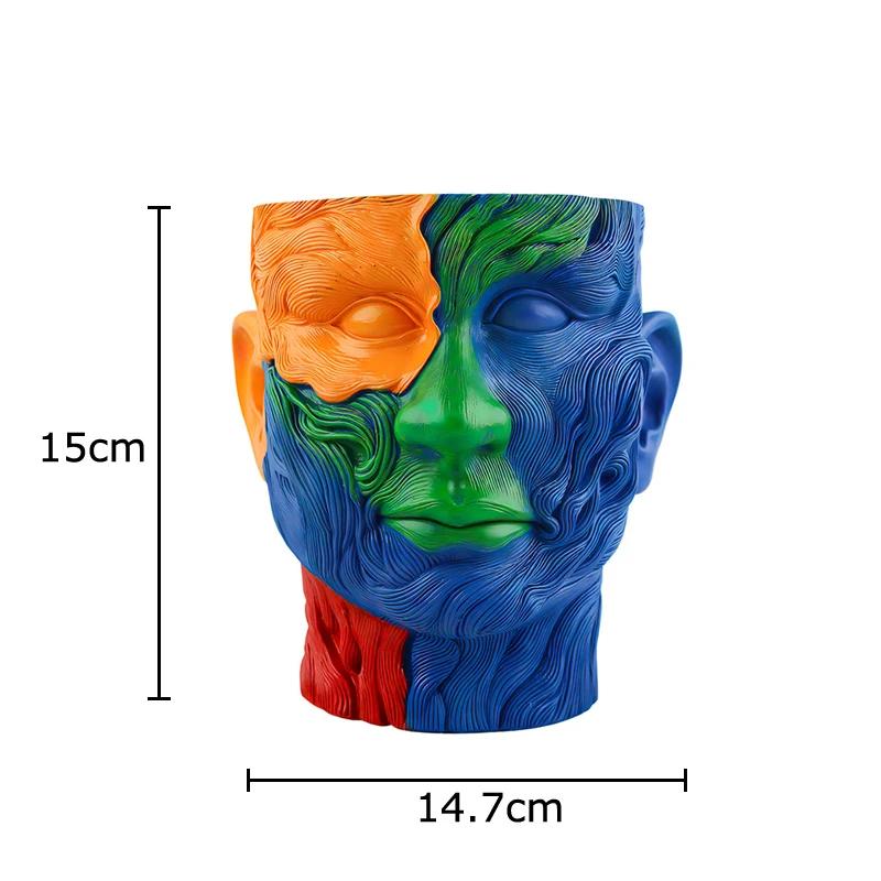 

Creative Colorful Human Portrait Vase Desk Decoration Flowers Arrangement Artificial Flower Decorative Floral Vases Home Decor
