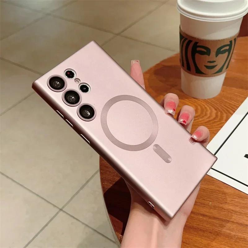 Matt Mjukt Skal för Samsung S24FE S25 S24 S23 S22 Note20 Ultra S21 S20 Plus FE Magsafe Telefonskal Stöttåligt Skal Anti-Repor