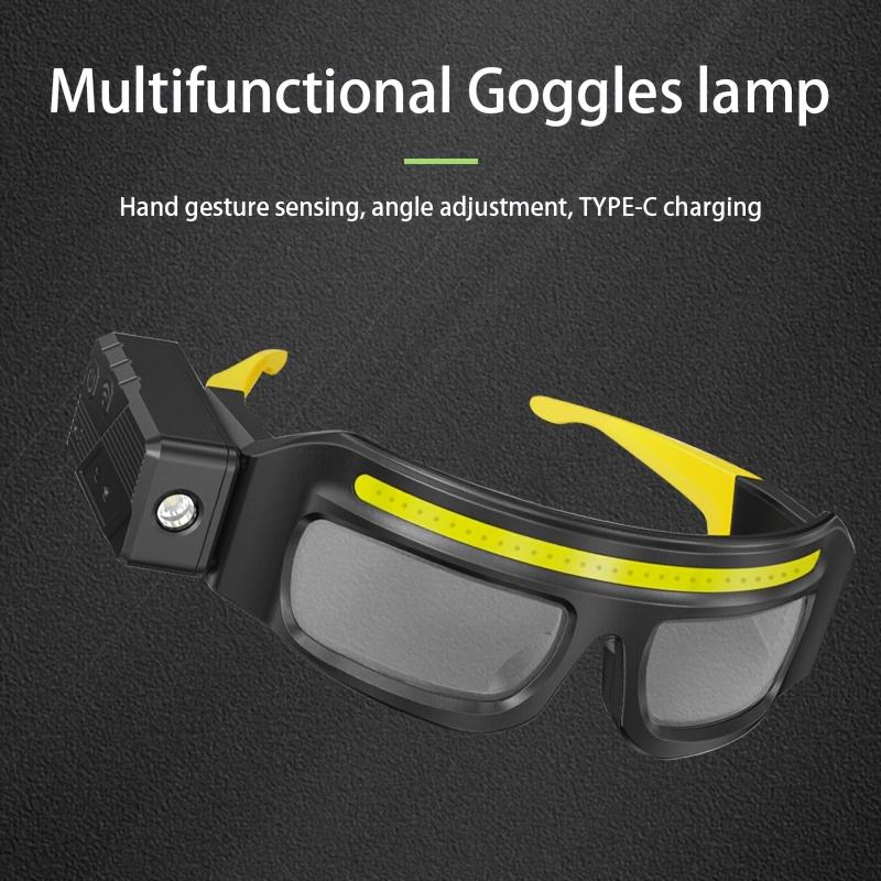 LED Safety Glasses with Light, Rechargeable Headlamp Glasses, Hands Free Work Light Eyewear with Side Flashlights