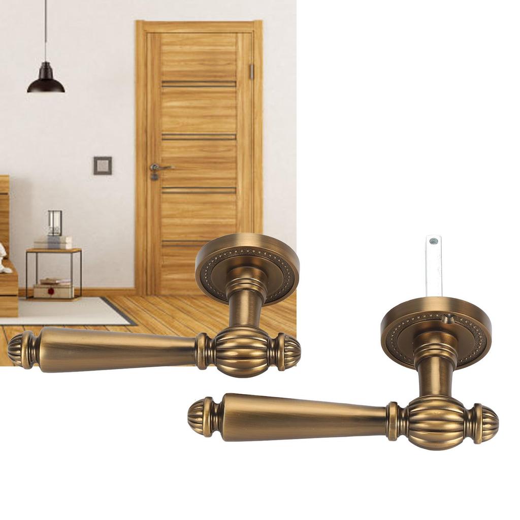 Golden Design Door Handle Lock, Silent Operation, Indoor Bedroom Lock with Antique Bronze Finish for Bedrooms and Living Rooms