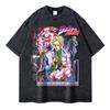 Anime JoJos Bizarre Adventure T Shirt DIO Washed Manga JOJO Stone Ocean Men Women T-shirts Oversized Kujou Jolyne Tops Tees
