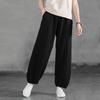 Summer Cotton Linen Literary Vintage Ankle Tie Pants Women's Loose Solid Color Versatile Casual Lantern Long Pants