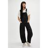 Tuta di jeans da donna a gamba dritta, vestibilità rilassata, stile streetwear, misto cotone