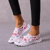Spring and Summer New Large Size Breathable Mesh Casual Single Shoes Women's Size Lazy Shoes Round Head Flat Bottom Cartoon Women's Shoes