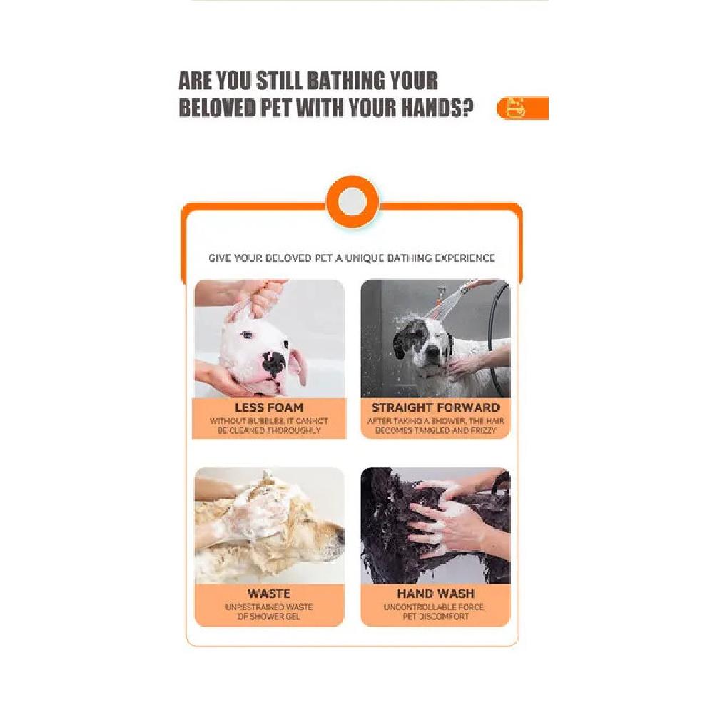 Dog Bathing Brush Pet Massage Brush Shampoo Dispenser Soft Silicone Brush Rubber Bristle for Dogs and Cats Shower Grooming Tool
