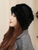 Rabbit Fur Knitted Bucket Hat Women's Autumn and Winter Ear Protection Warm Windproof Wool Hat Winter Hat