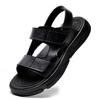 Summer Business Leather Sandals Sandals Large Size 45 Beach Shoes 46 Trend Outdoor Beach Shoes Velcro Adjustable