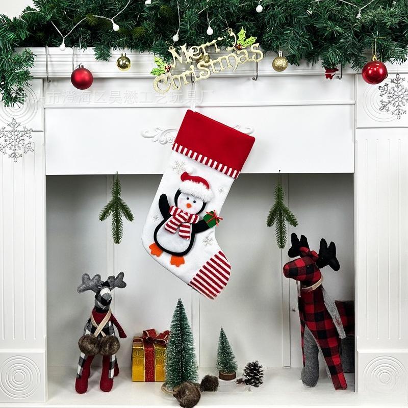 1pcs Linen Christmas Stocking Gift Bag Snowman Hanging Christmas Tree Ornaments Decorations for Festive Holiday Wall Decoration