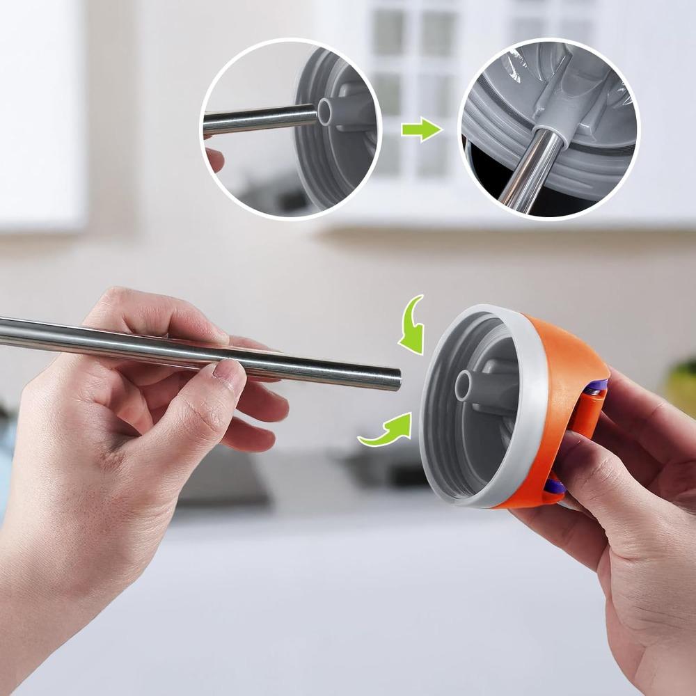 2/4 Pack Water Cup Metal Straws 40 oz Water Bottle Stainless Steel Replacement Tube 0.4 Inch with Cleaning Brush Reusable Straws