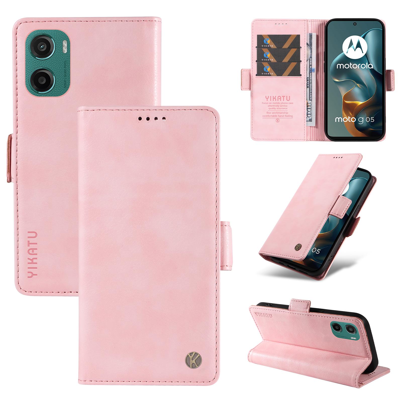 

For Motorola Moto G05 4G Case YIKATU YK-007 Litchi Texture PU Leather Wallet Phone Cover Pink