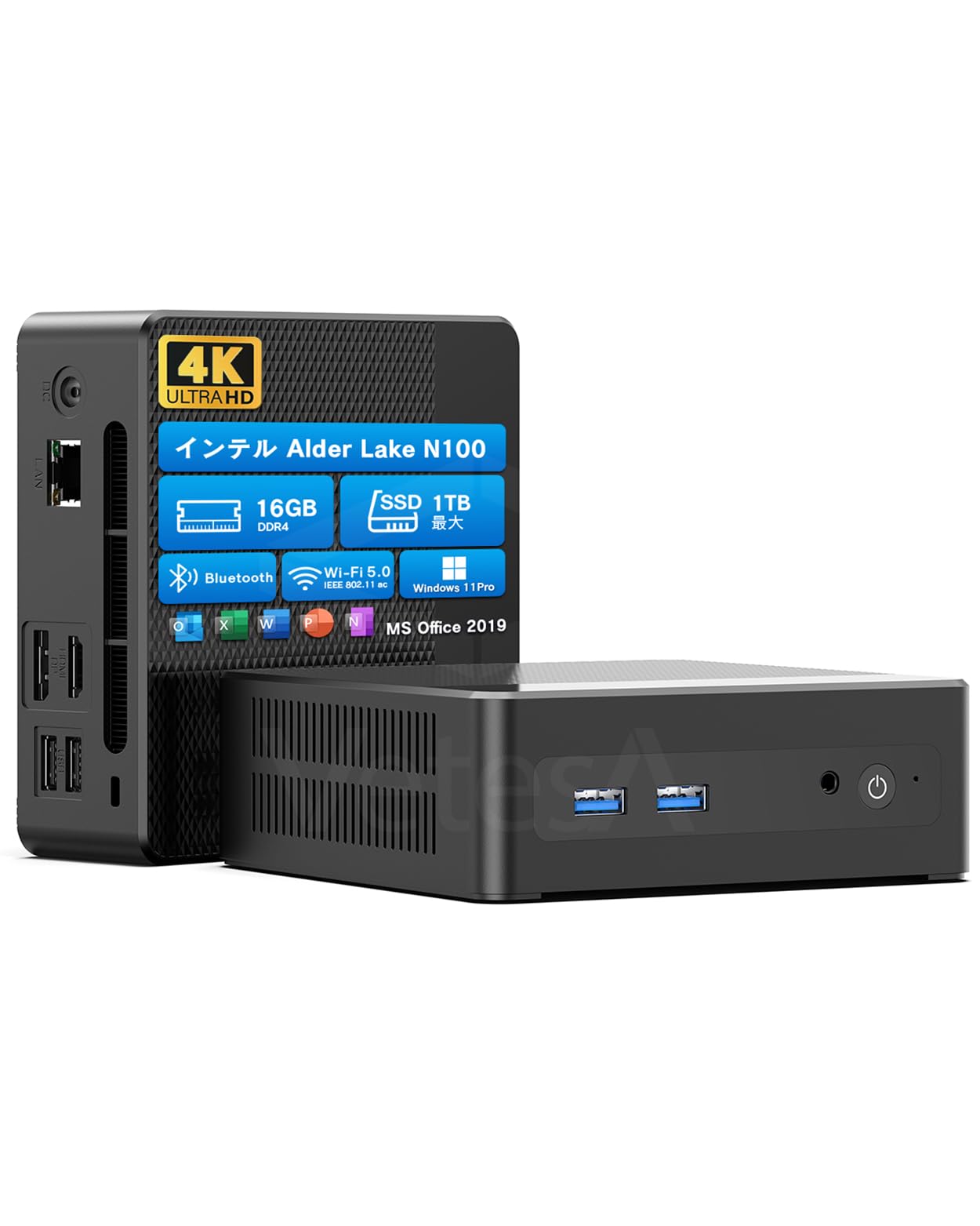 

Mini PC N100 Windows11Pro MS Office 2019 LPDDR4 2280 4 threads 2 screens simultaneous output VETESA Mini notebook PC Maximum frequency HDMI High speed чорний