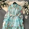 Robe de fée Vintage en dentelle pour femmes, Patchwork, robe de soirée élégante, mi-longue, avec nœud, mode coréenne, une pièce, douce, automne 2024