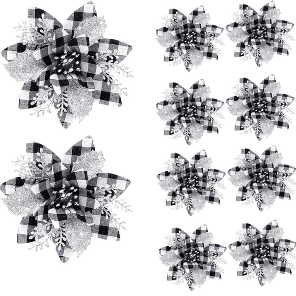 8pcs Gold/Silve Christmas Flower Pink/Blue Christmas Tree Toppers Christmas Tree Flowers Snowflake like