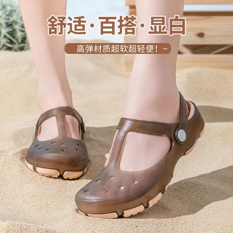 Lochschuhe Damen neu Sommer Krankenschwester Schwangere Damen Hausschuhe rutschfest halbe Tasche Kopf OP-Saal dicksohlige Oberbekleidung weichsohlige Sandalen