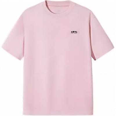 Løs Pustende Rund Hals Kort Erme Strikket Skjorte Unisex Topper Myk-Rosa 172528102-2