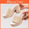 Hemp Slippers Heeled High Womens Rope Wedge Heel Thick Soled Sandals Woven Grass Rope Slippers Waterproof Platform High Heels