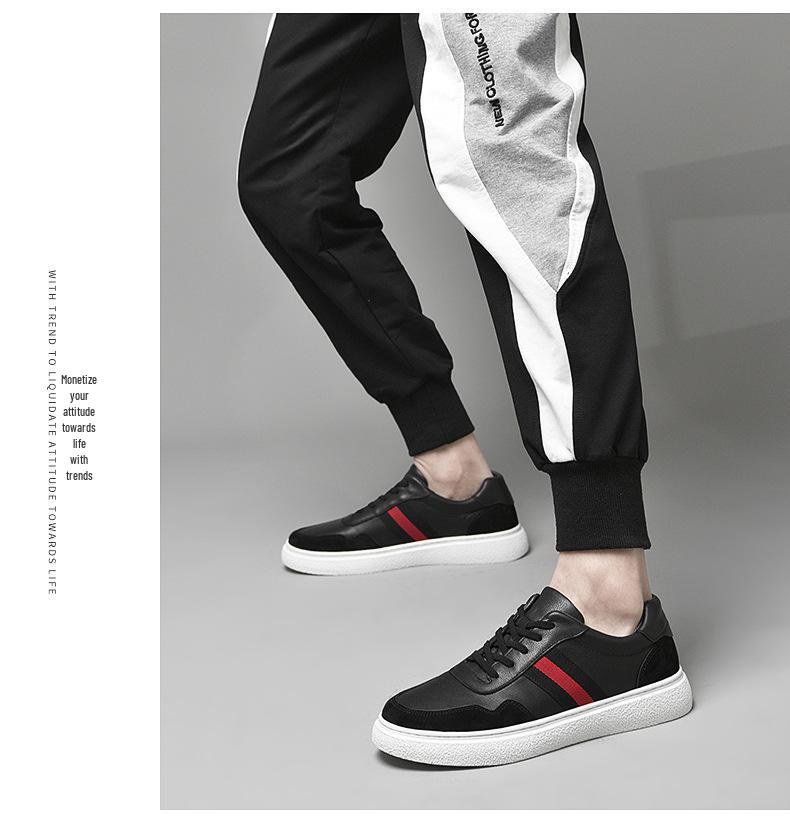European Men's Korean Style Leather Skate Shoes: Versatile Trendy Casual White Sneakers