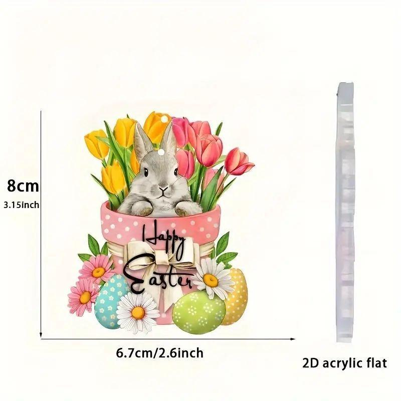 

Акриловый мультяшный очаровательный декор пасхального кролика с дизайном разноцветного яйца для транспортных средств